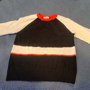 Black and White Sweater with Red Details